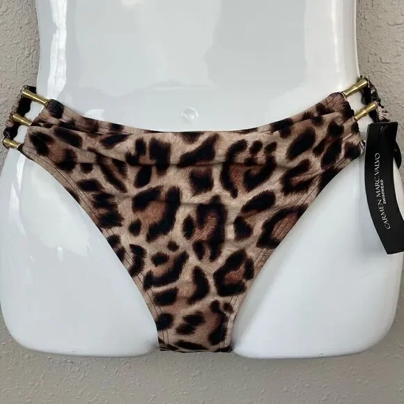 NWT Carmen Marc Valvo Tiger Print Bikini and Matching Bottoms Size XS